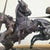 Large bronze depicting the death of the duke of clarence during a tournament: beautiful brown patina, the rich detailing...