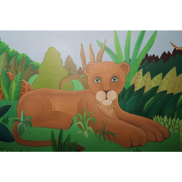 Early 20th Century Paul Boureau Lion Cub Painting on Canvas Signed by the Artist For Sale - Image 4 of 8