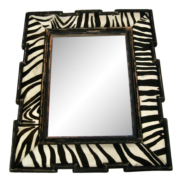 Vintage ZebraPrint Hide Wall Mirror Chairish