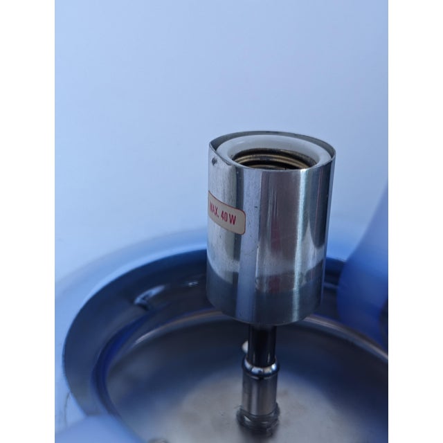 Blue Membrane Table Lamp in Blue Murano Glass and Chrome by Toni Zuccheri, 1970s For Sale - Image 8 of 9