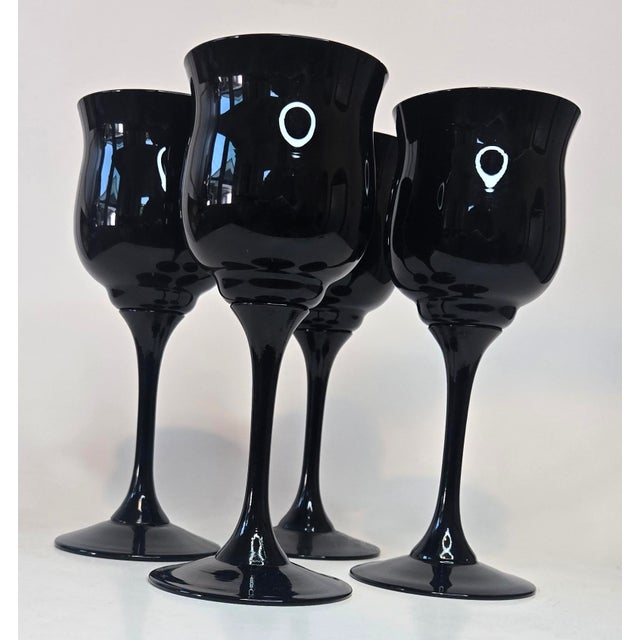 Art Deco Vintage Onyx Black Goblets- Set of Four For Sale - Image 3 of 10
