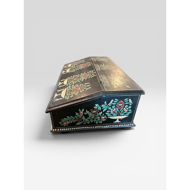 Vintage Hand Painted Slant Front Correspondence Box. For Sale - Image 4 of 12