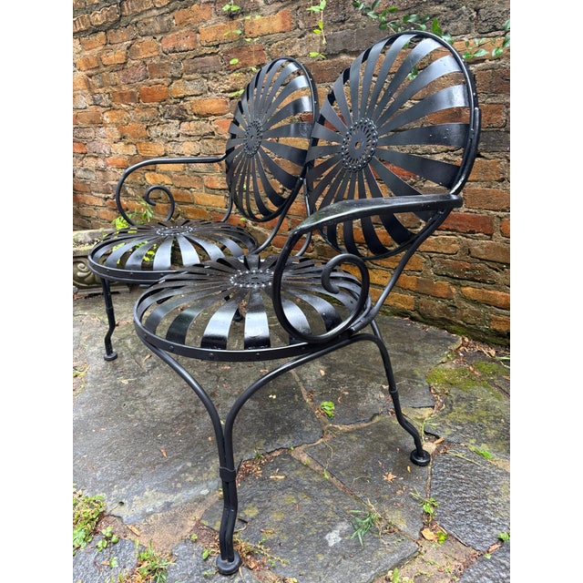 Black Francois Carre Style Petite Loveseat for Garden For Sale - Image 8 of 10