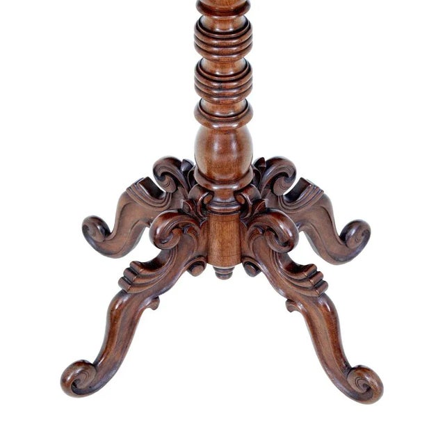 19th Century Carved Flame Mahogany Side Table For Sale - Image 6 of 9