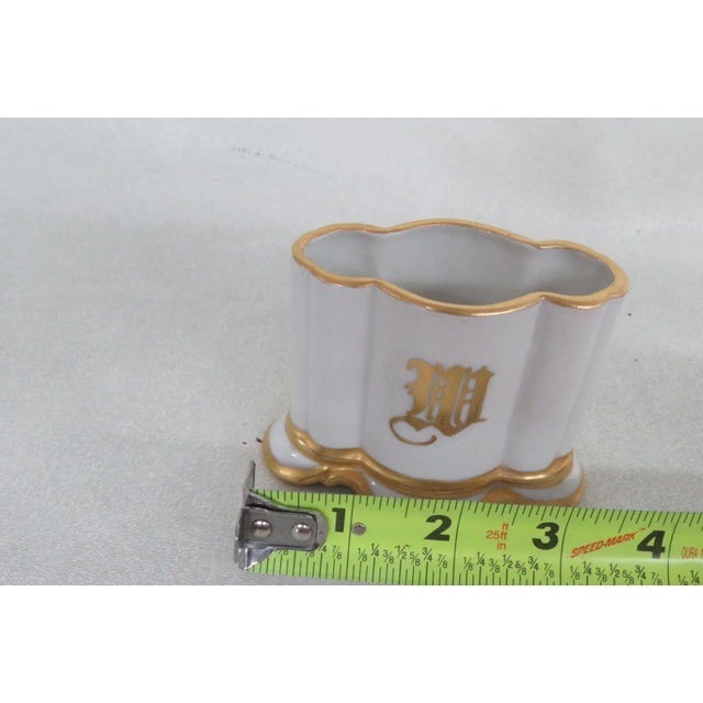 Ceramic Anne W Breinin Germany Porcelain White and Gold Cigarette Holder Dish For Sale - Image 7 of 12