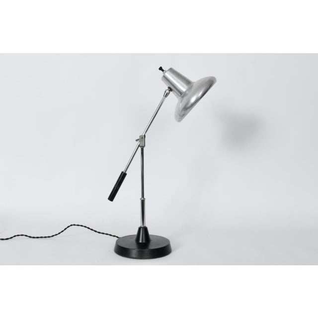 Mid 20th Century Articulating Chrome & Black Enamel Desk Lamp with Aluminum Shade, Circa 1960's For Sale - Image 5 of 12