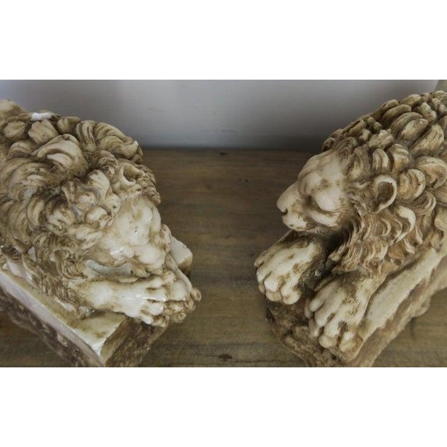Pair of Carved Stone Replica Lions Originally by Antonio Canova For Sale - Image 10 of 10
