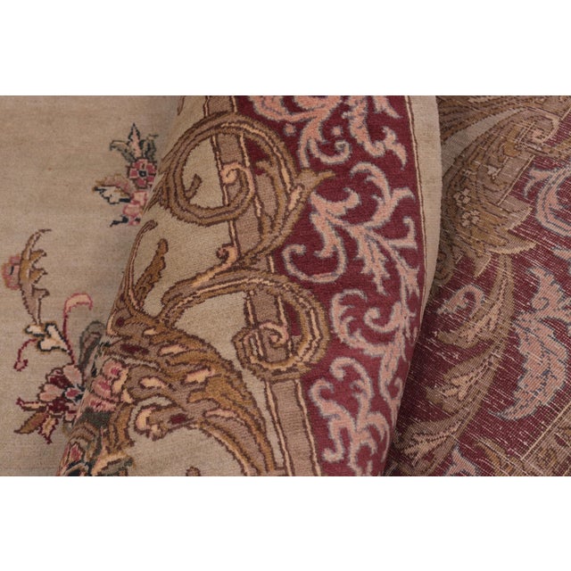 Textile Shabby Chic Abusson Pak-Persian Green/Maroon Wool Rug - 10'0'' X 14'0'' For Sale - Image 7 of 8