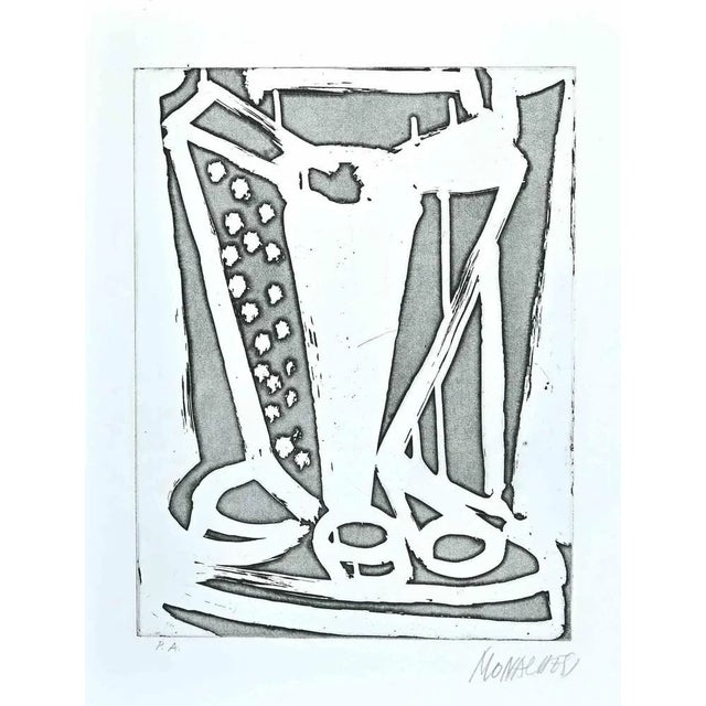 Untitled is an original etching artwork on paper realized by Sante Monachesi. Hand-signed on the lower right by pencil....