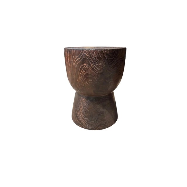 Sculptural Round Table Crafted From Solid Suar Wood, Natural Finish For Sale - Image 6 of 6