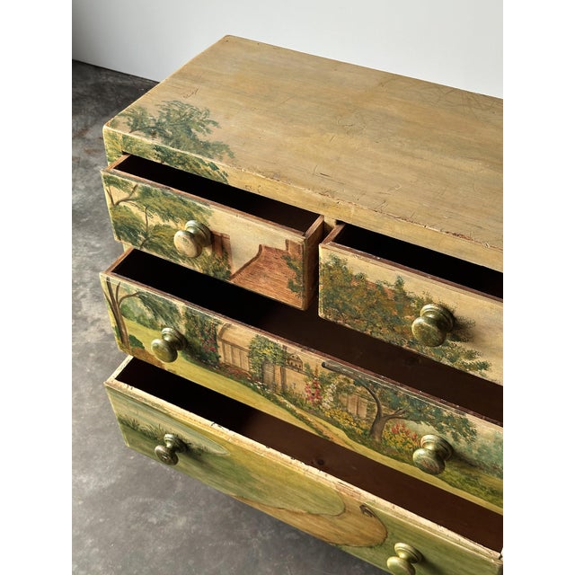 Hand-Painted Cottage Landscape Chest of Drawers, 19th Century For Sale - Image 17 of 18
