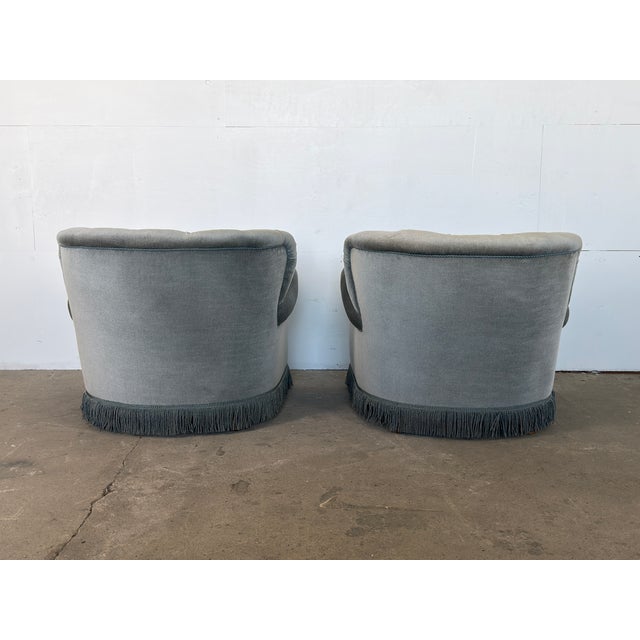 Fritz Hansen Danish Lounge Chairs in Grey-Blue Velvet in the style of Fritz Hansen, 1940s, Set of 2 For Sale - Image 4 of 12