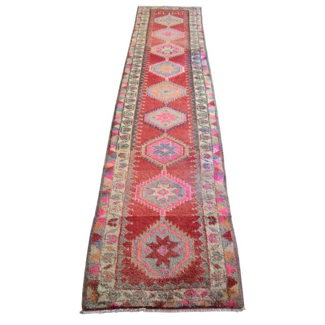 Textile 1980s Vintage Hand Knotted Tribal Kurdish Runner For Sale - Image 7 of 12