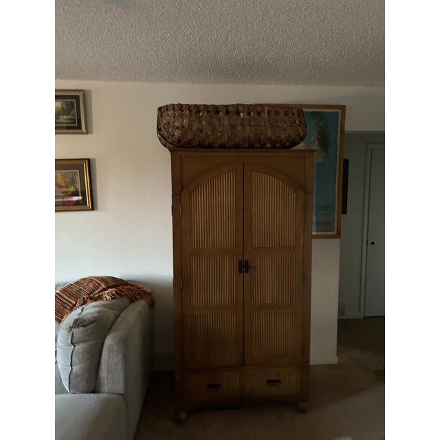 Antique/Vintage Appalachian Oak Weaved Work Basket With Runner/Skids Circe 1800-1905 Era For Sale - Image 4 of 15