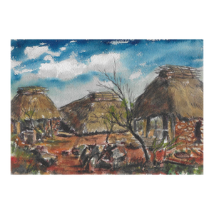 1950s Michael Dadante Pacific Island Watercolor