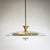 Pendant lamp with circular glass shade and brass fittings. The glass is decorated with delicate engraved star motifs. The...