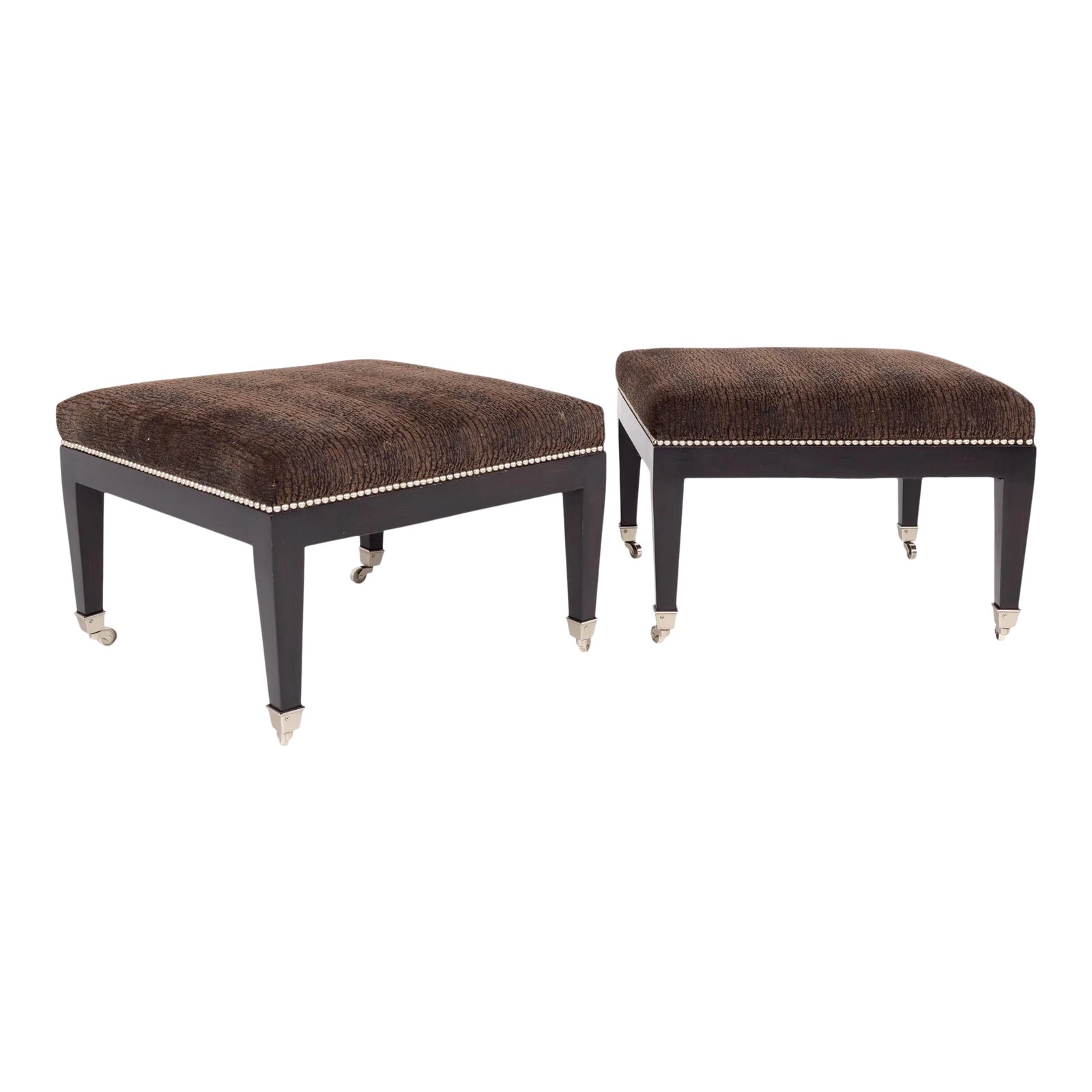 Baker Furniture Contemporary Ottoman Stools - Pair | Chairish