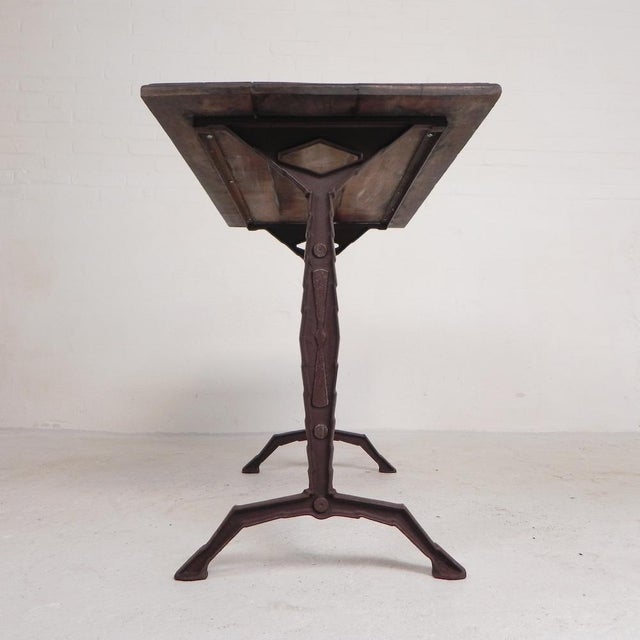 Bistro Table with Oak Top on a Cast Iron Frame, 1930s For Sale - Image 12 of 18