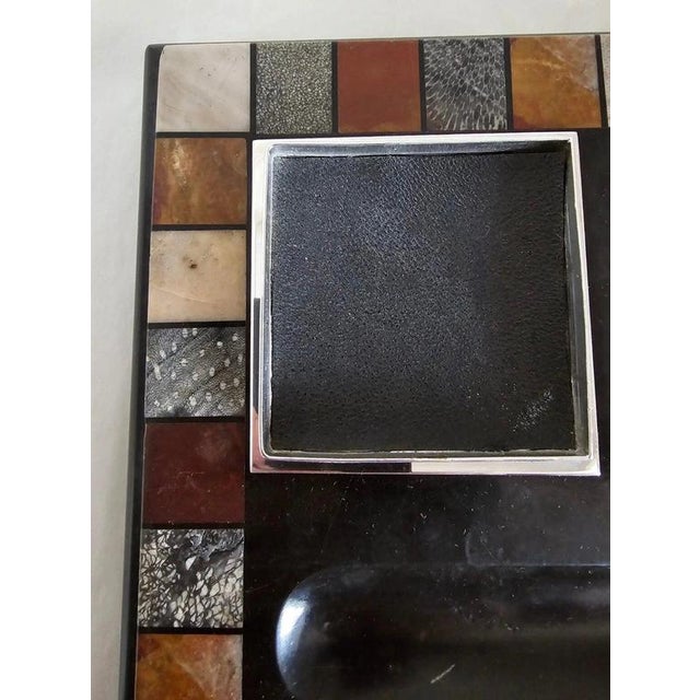 Antique Victorian Ashford Black Marble Pietra Dura Twin Inkwell Stand, 1865 For Sale - Image 13 of 18