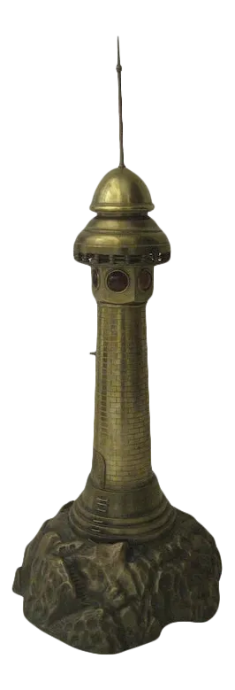 Vintage Mid Century Bronze Light in the Shape of Lighthouse