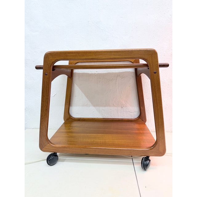 Brown Danish Teak Serving Trolley with Removable Tray from Sika Møbler, 1960s For Sale - Image 8 of 9