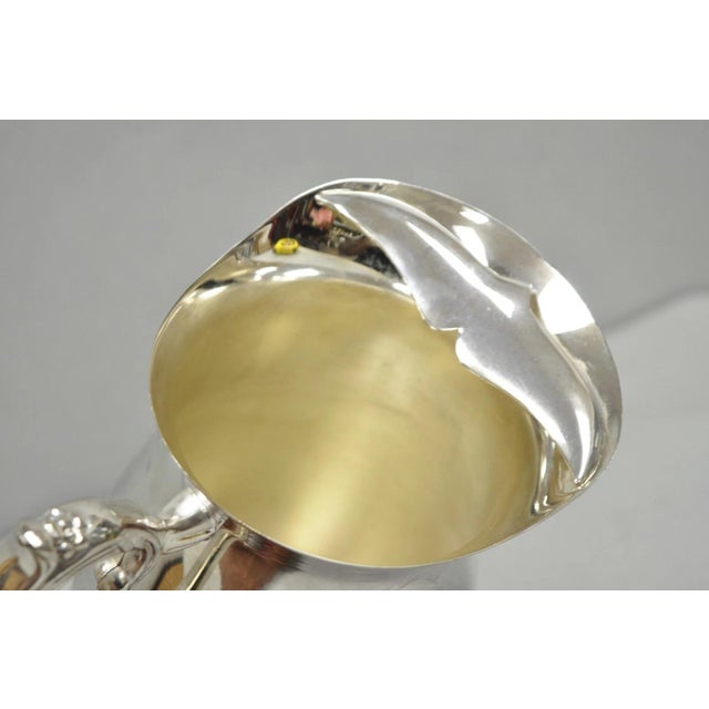 Metal Vintage Victorian Style Silver Plated Bulbous Footed Lemonade Water Pitcher For Sale - Image 7 of 11