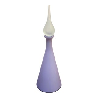 Purple Satin Glass Genie Bottle Vase For Sale