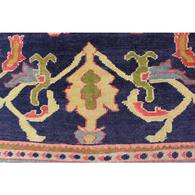 Antique Persian Sultanabad Carpet in Navy Blue Background and Rose Red Border 10'5 X 13' For Sale - Image 15 of 18