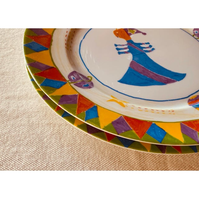 Blue Hand-Painted Porcelain Plates - Coquet Limoges,Pair For Sale - Image 8 of 12