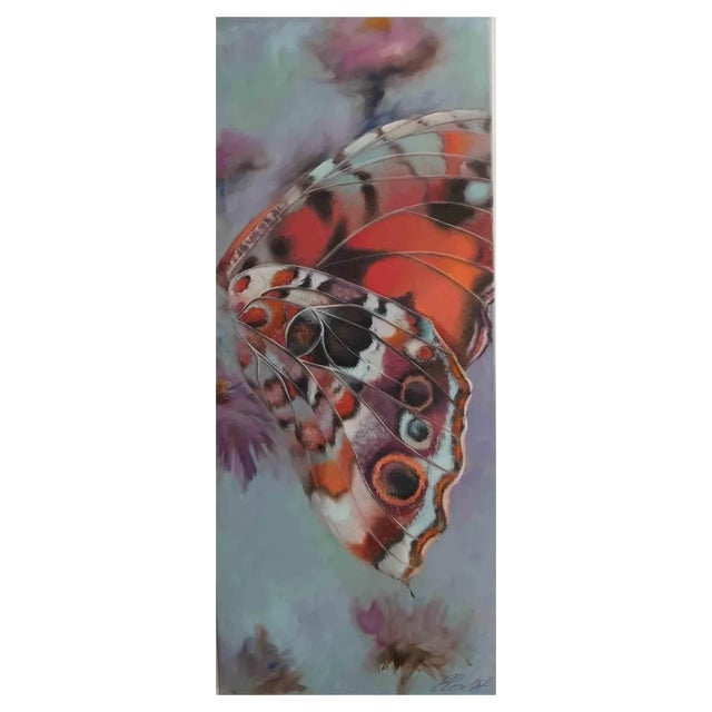 Elena Mardashova, Orange Buttefly, Oil on Canvas, 2020 For Sale