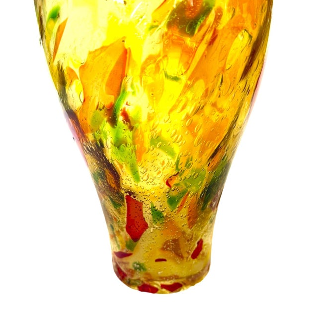 Mid 20th Century Tall Yellow Hand-Blown Glass Bottle in Murano Style For Sale - Image 11 of 17