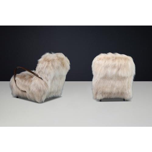 Beige Lounge Chairs in Icelandic Sheepskin from Jindřich Halabala, 1940s, Set of 2 For Sale - Image 8 of 18