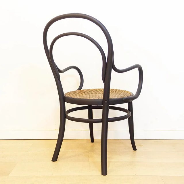 Curved Bentwood Armchair with Grid Seat For Sale - Image 6 of 12