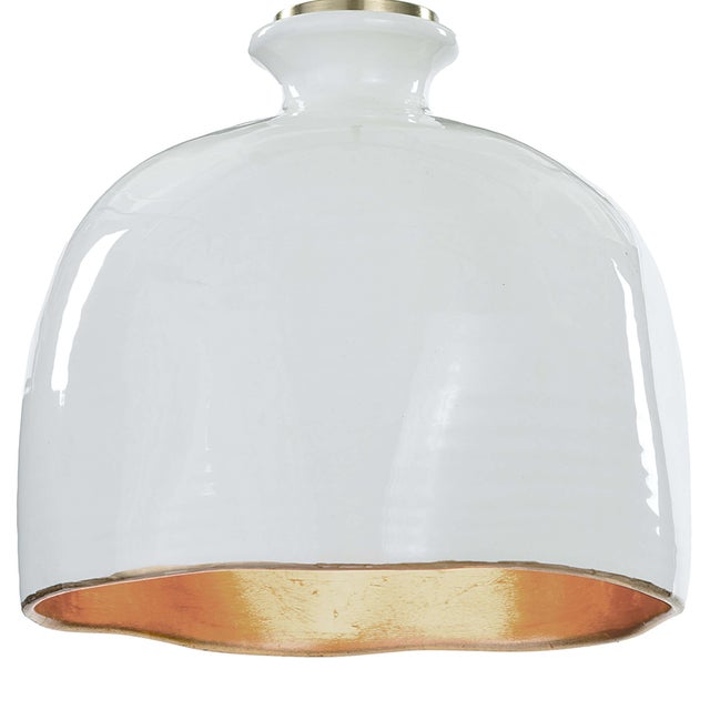 2020s Regina Andrew Bianca Ceramic Pendant in Gloss White and Gold For Sale - Image 5 of 6