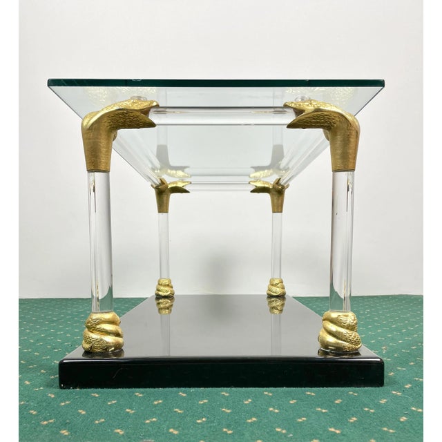 Metal Acrylic, Wood & Brass Coffee Table, Italy, 1970s For Sale - Image 7 of 15