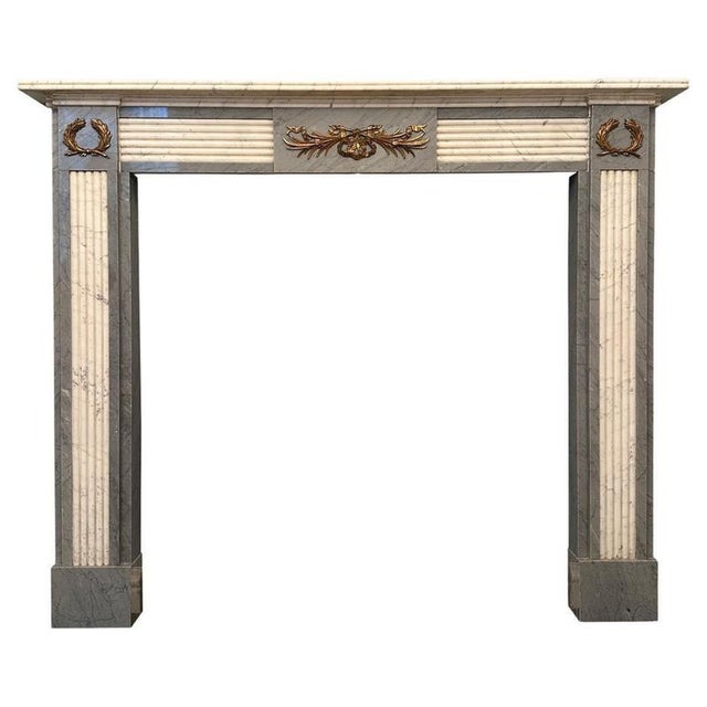 Gray Vintage English Regency Style Marble Fireplace Mantel, 1920 For Sale - Image 8 of 8