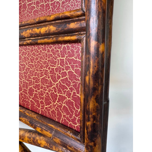 Vintage Maitland-Smith English Style Burnt Bamboo Hall Tree / Coat Rack With Mirror/Sold For Sale - Image 12 of 12