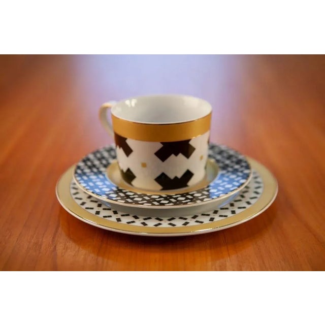 Ceramic 250 ml Cups with Saucer and Dessert Plate by Jenny Pierrot for Zaklady Porcelany Cmielow, Set of 2 For Sale - Image 7 of 11