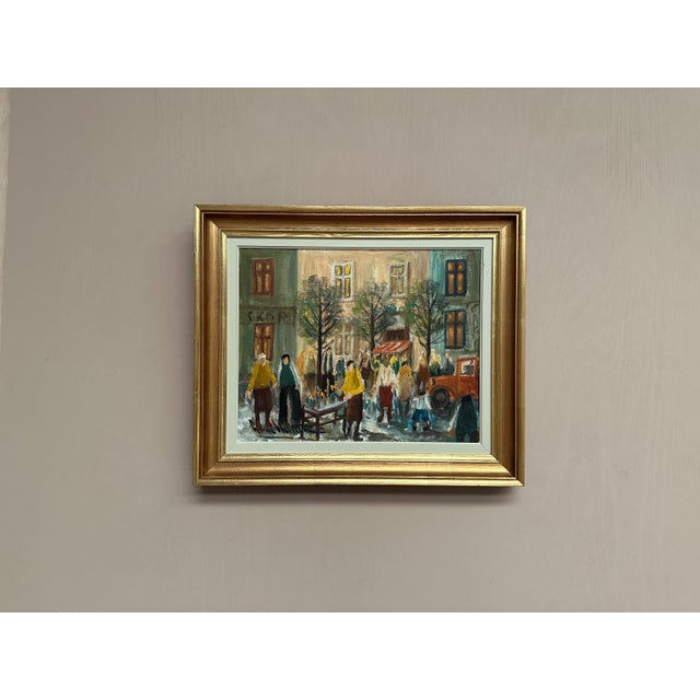 Arne Wallsten, Market Scene, 1960s, Oil Painting on Canvas, Framed For Sale - Image 11 of 18