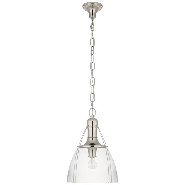 Prestwick 14" Pendant in Polished Nickel with Clear Glass Designer: Chapman & Myers Canopy: 5.5" Round Mounting: Chain...