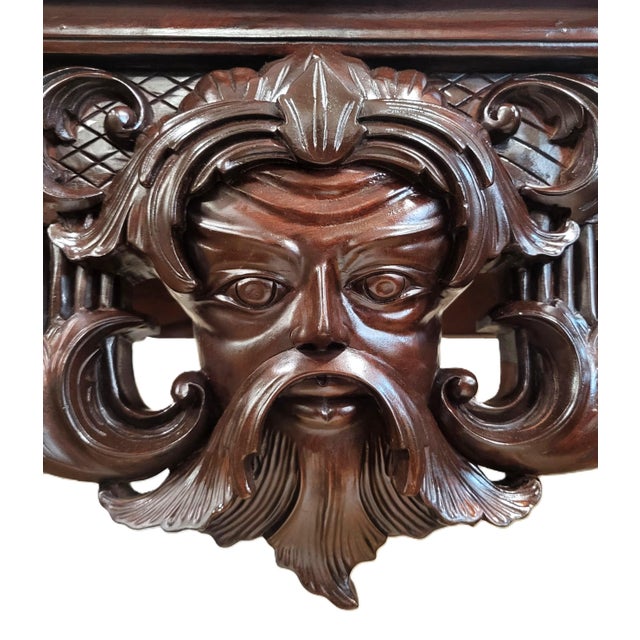 Irish Style Sideboard Carved Mahogany North Wind Face Console Table For Sale - Image 12 of 17