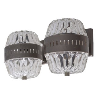 Vintage Italian Wall Lights in Metal and Crystal, 1960s, Set of 2 For Sale