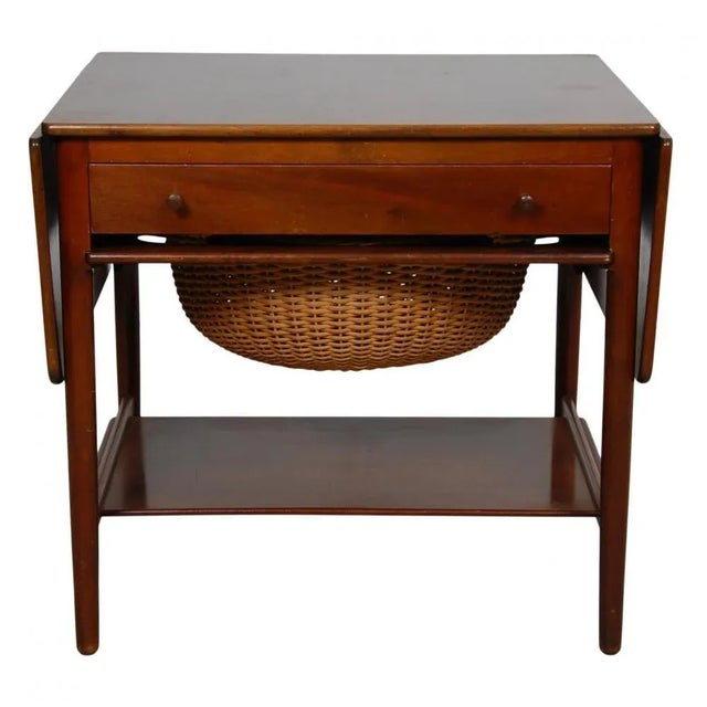 Brown Nutwood Sewing Table by Hans Wegner for Andreas Tuck, 1980s For Sale - Image 8 of 8
