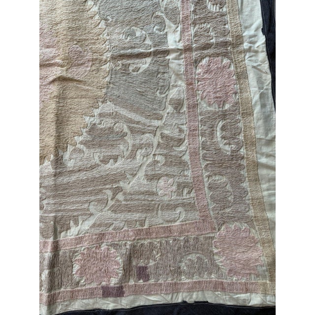 Mid-Century Modern Uzbekistan Suzani Embroidered Wall Hanging 4'5'' X 4'6'' For Sale - Image 3 of 7