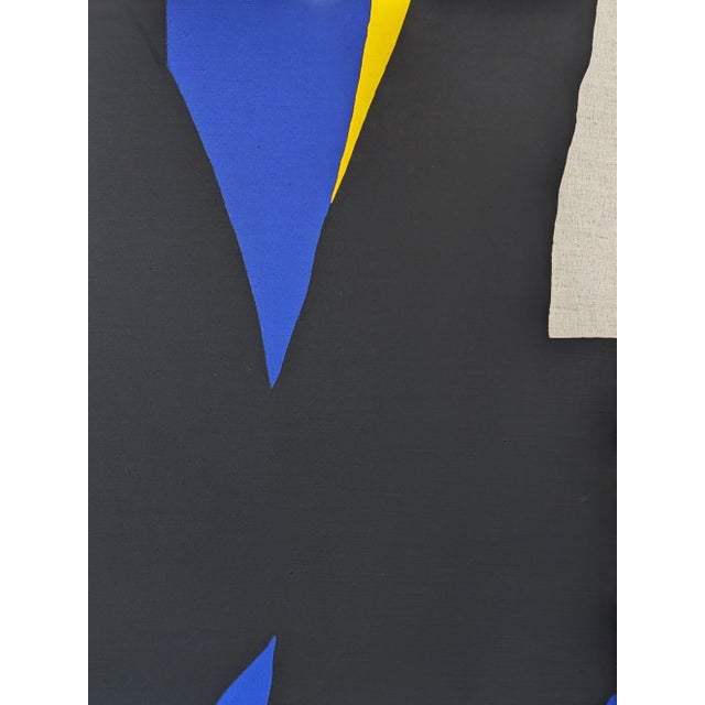 2010s Emmanuel Araujo "Bourges" Contemporary Blue, Yellow & Black Geometric Abstract Painting, 2018 For Sale - Image 5 of 10