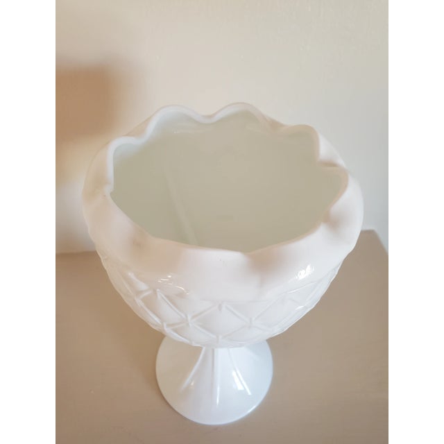Mid-Century Modern Vintage Milk Glass Goblet Vase For Sale - Image 3 of 4