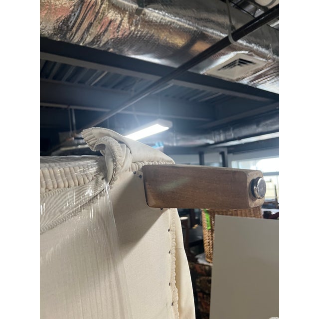 Late 20th Century Fully Upholstered and Skirted Cream Loveseat For Sale - Image 5 of 7