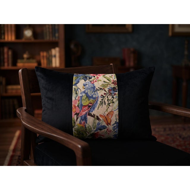 Handmade Black Velvet Lumbar Cushion Cover For Sale - Image 9 of 12