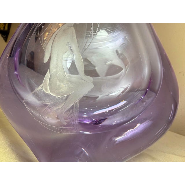 Glass Vintage Hand Blown Miroslav Klinger Purple Glass Crystal Czech Art Glass Vase For Sale - Image 7 of 12