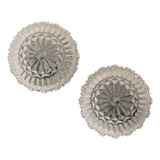 Vintage Glass Wall Lamps, 1970s, Set of 2 For Sale